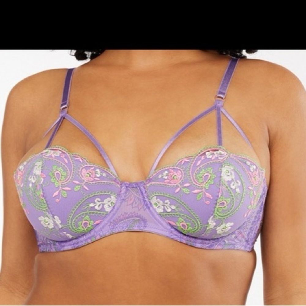 Savage Fenty Floral Paisley Lace Cage Bra in Purple